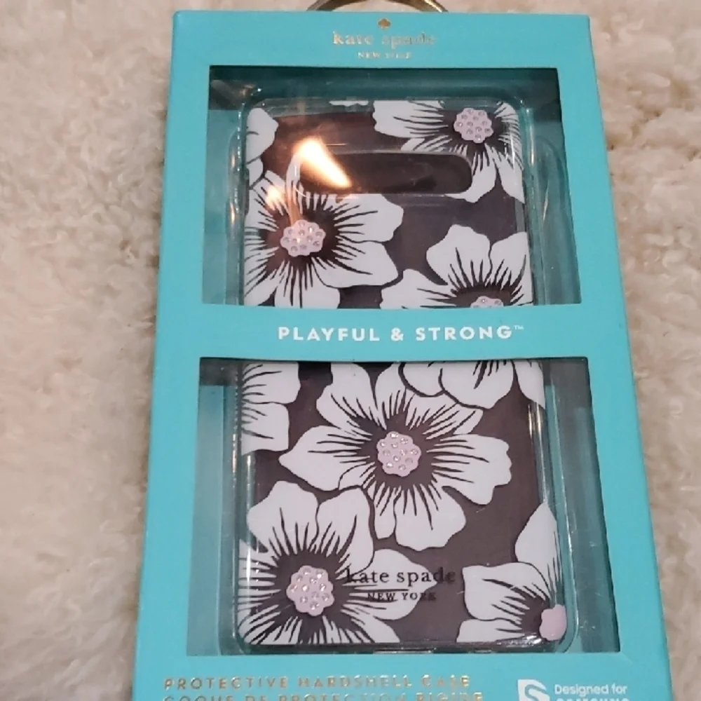 Kate Spade Black and White Floral Samsung Case with Rhinestones S10+